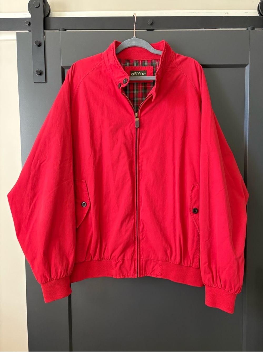 Orvis Bright Red Zip-Front Harrington Jacket